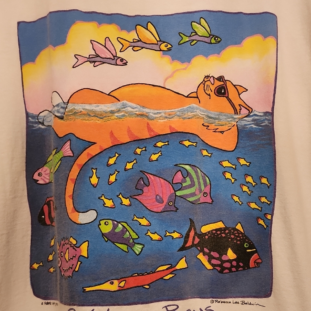 Cat And Fish Art -- Night Shirt Knee Length On Most